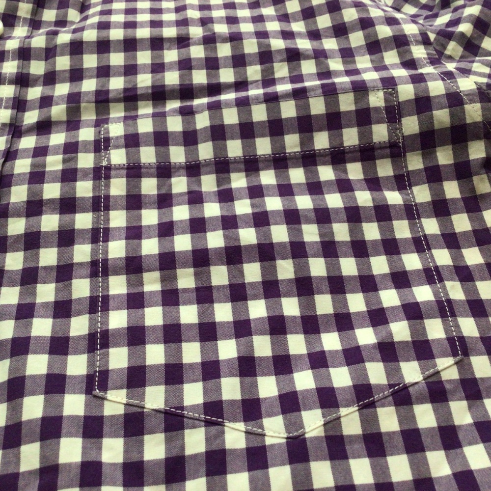 J. Crew Purple and white checked men’s shirt. Size extra small. Excellent condit - Picture 4 of 7